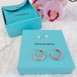 💍Tiffany & Co Somerset mesh sterling silver hoops